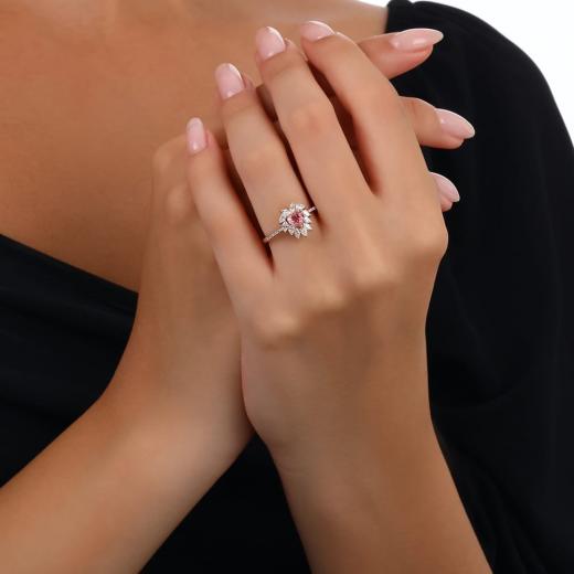 Brillantring zus. ca. 1,11 ct. Diamant-Turmalin-Ring